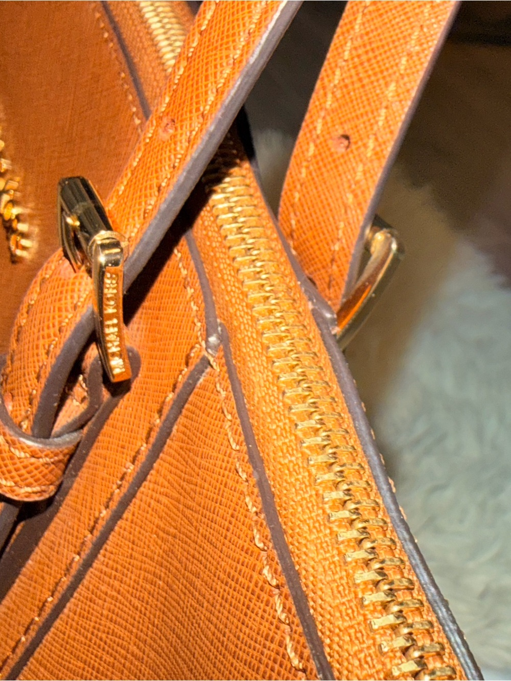Michael Kors brown Saffiano Leather Tote with Gold Hardware - Picture 10 of 14